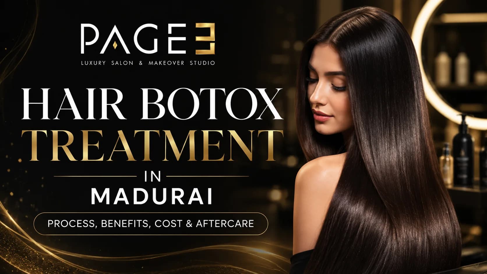 Hair botox treatment in Madurai at Page 3 Luxury Salon — sleek, smoothed hair after treatment