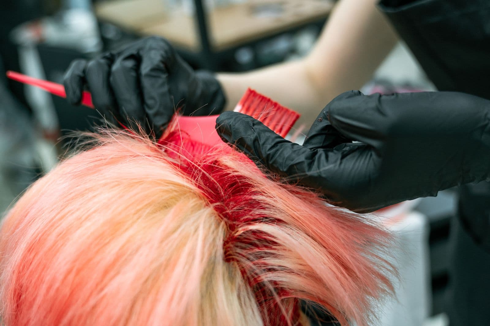 Hair colour application at Page 3 Luxury Salon Madurai