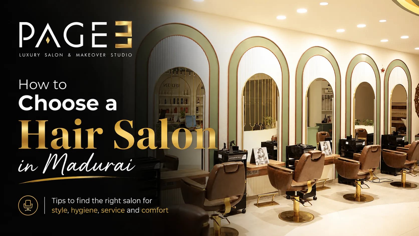 How to choose a hair salon in Madurai - styling floor with arched mirrors at Page 3 Luxury Salon, KK Nagar East